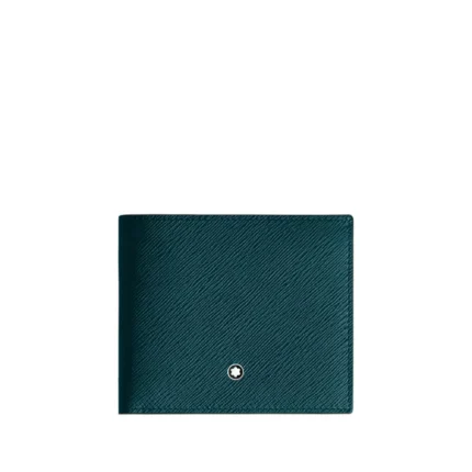 Teal Blue Sartorial Textured Small Leather 8Cc Bi-Fold Wallet