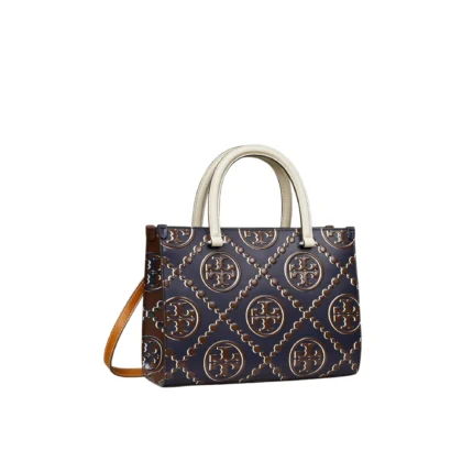 T MONOGRAM CONTRAST EMBOSSED TOP-HANDLE TOTE